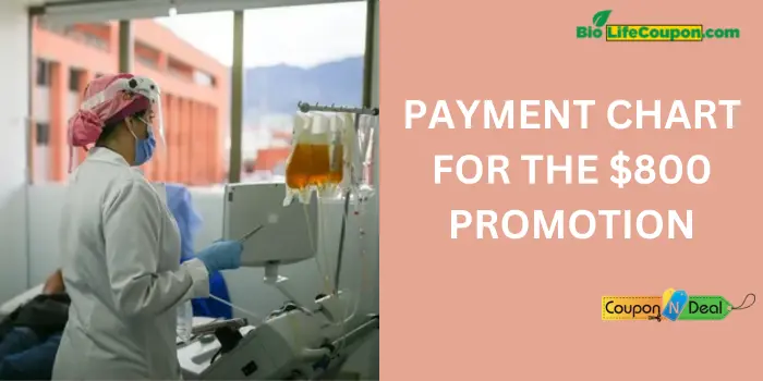 Payment chart for the $800 promotion
